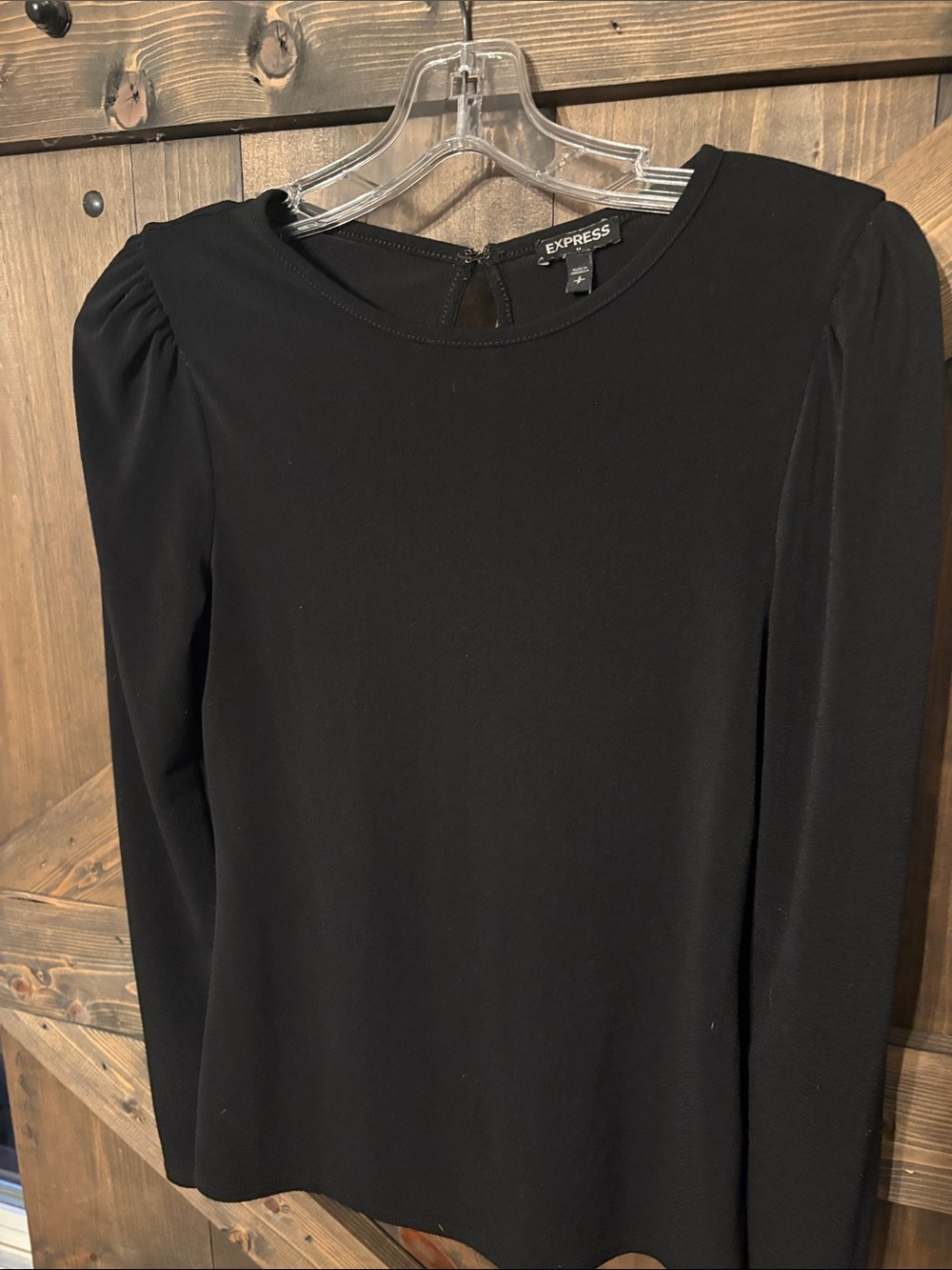 Express Black Long Sleeve Puff Shoulder Dress Top